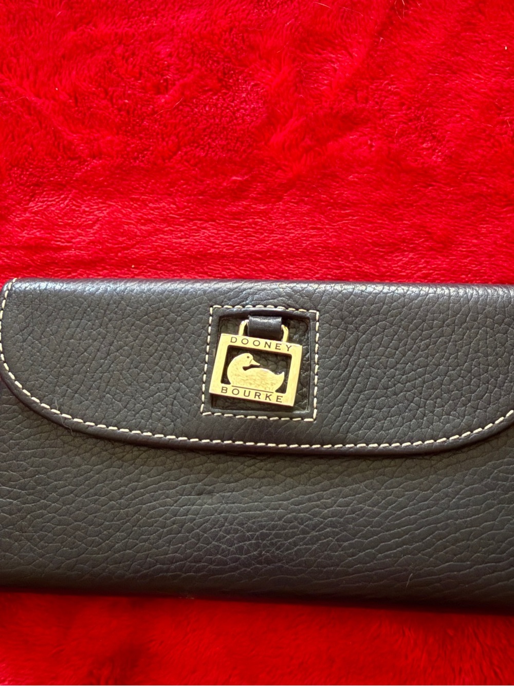 Dooney & Bourke Vintage Navy Blue Pebble Leather Continental Wallet Flap